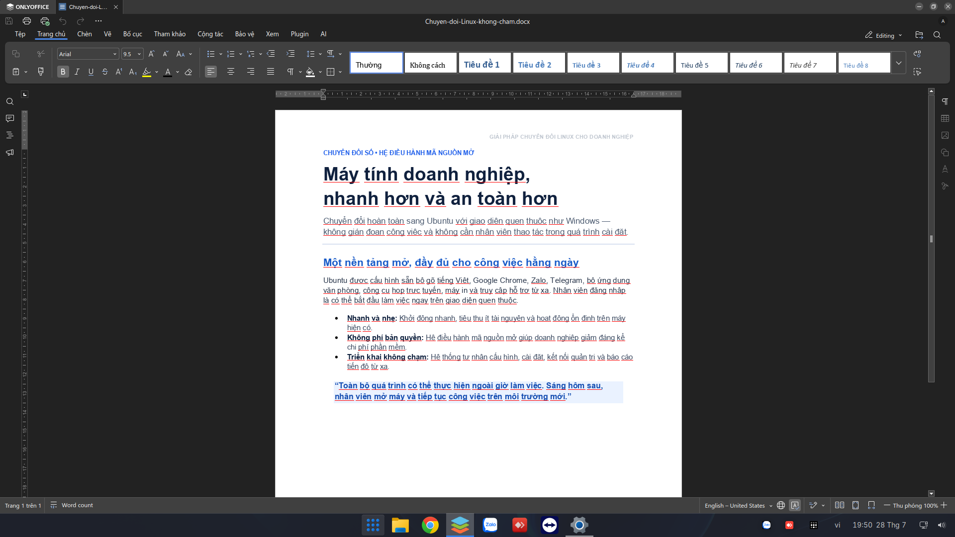 Soạn thảo văn bản trên Linux giao diện Windows