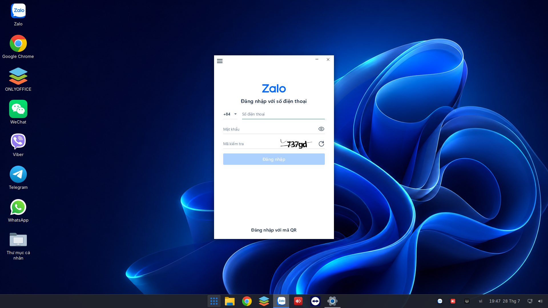 Zalo trên Linux giao diện Windows